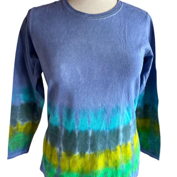 Womens Shirt Size Medium Blue Tie Dye Indie Bohemian Trippy Hippy Handcrafted - Picture 2 of 9